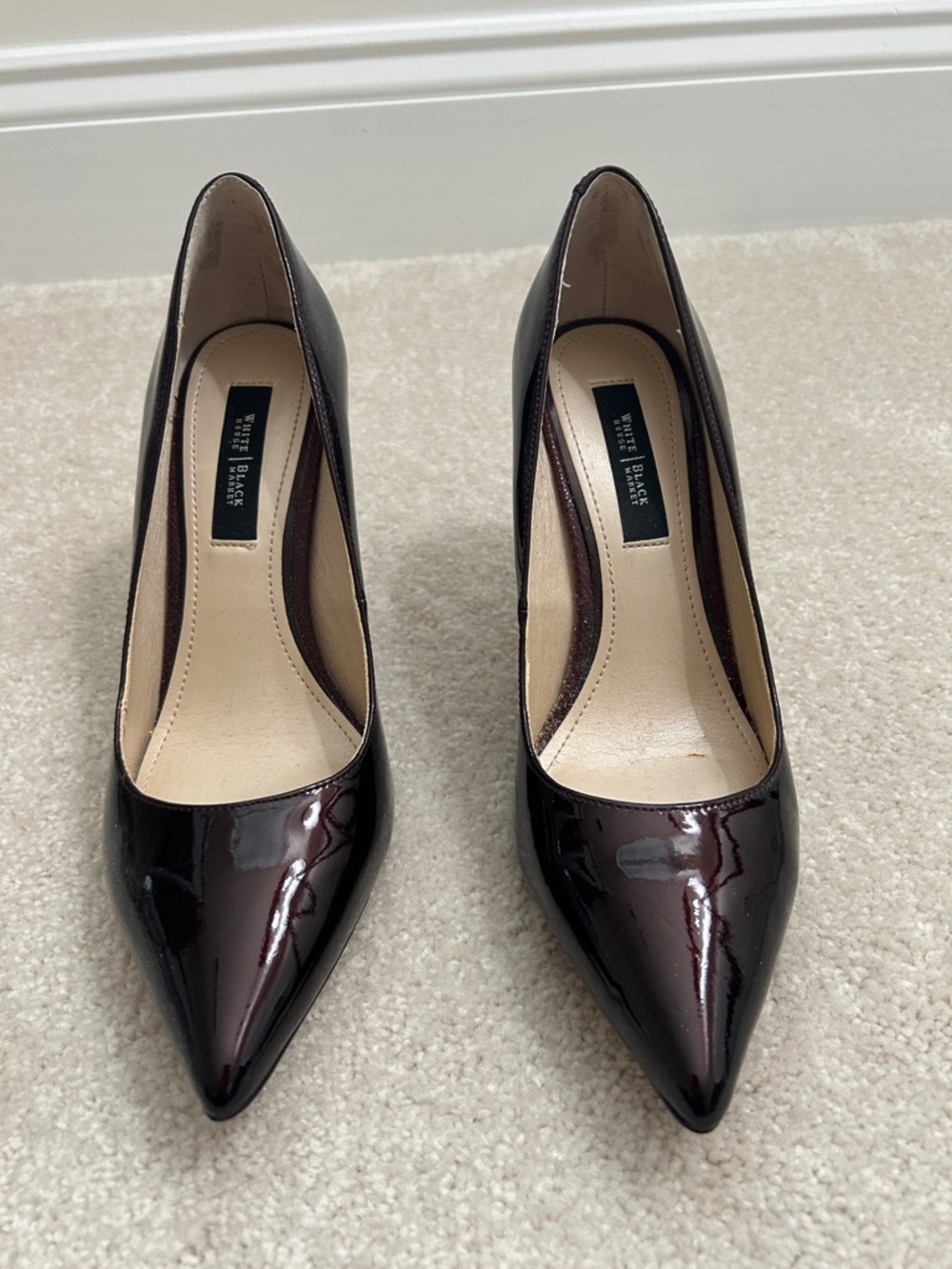 WHBM Patent Pumps. Size 7 1/2M